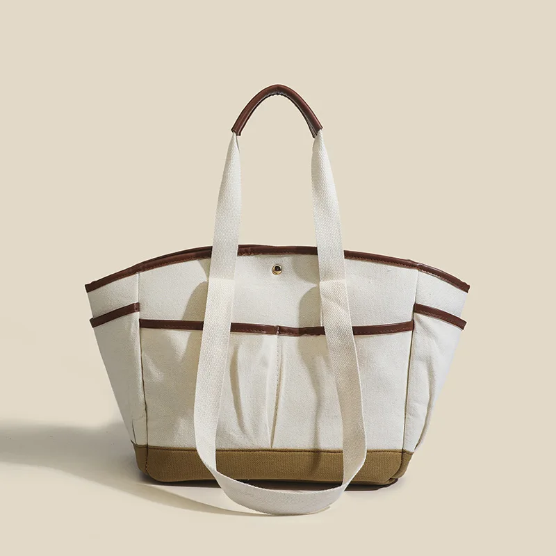 

Повседневная холщовая вместительная сумка-тоут, дизайнерские женские сумочки, сумки на плечо с несколькими карманами, большая женская простая сумка для мам