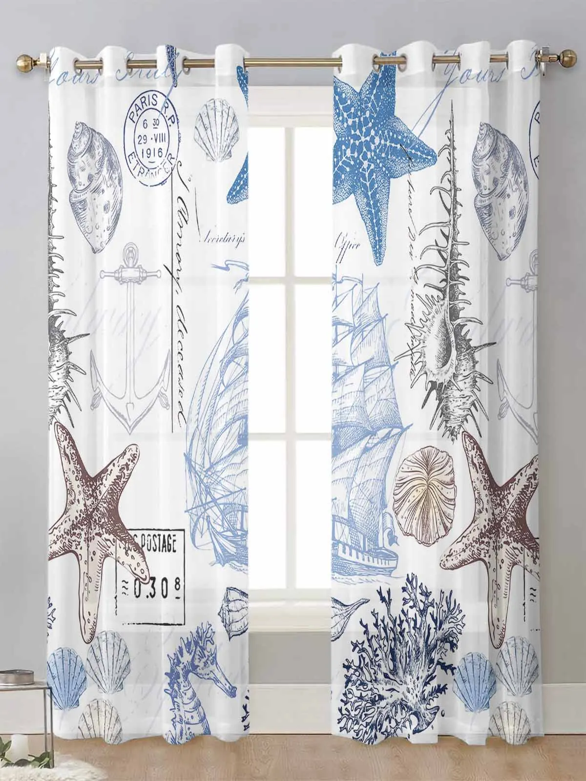 Ocean Starfish Coral Vessel Shell Sheer Curtains For Living Room Window Voile Tulle Curtain Cortinas Drapes Home Decor 
Ocean Starfish Coral Vessel Shell Sheer Curtains For Living Room Window Voile Tulle Curtain Cortinas Drapes Home Decor