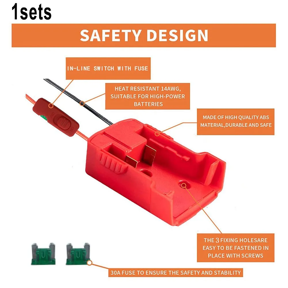 Power Wheel Adapter For Milwaukee18V Battery With Fuse & Wire Terminal &Switch Red DIY Battery Adapter Light Equipment Tools
Power Wheel Adapter For Milwaukee18V Battery With Fuse & Wire Terminal &Switch Red DIY Battery Adapter Light Equipment Tools