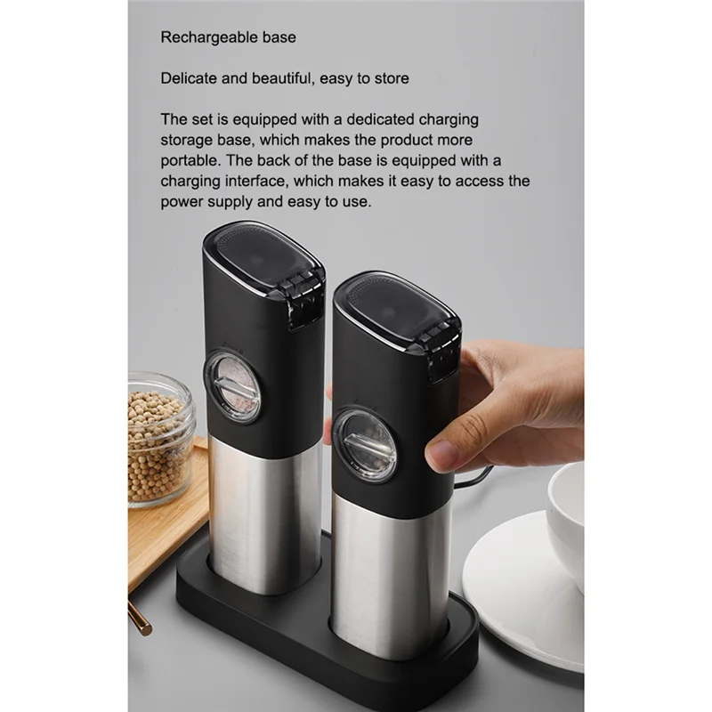 2Pcs Electric Salt and Pepper Grinder Mill Rechargeable USB Gravity Pepper Mill Adjustable Grind Coarseness Salt Shaker
2Pcs Electric Salt and Pepper Grinder Mill Rechargeable USB Gravity Pepper Mill Adjustable Grind Coarseness Salt Shaker