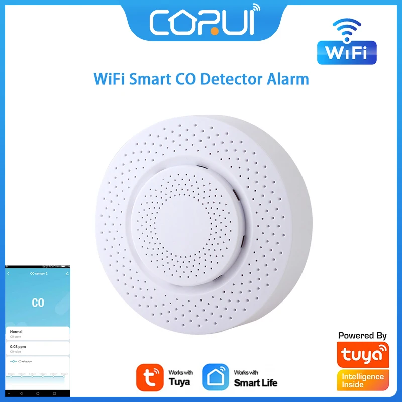 CoRui Tuya WiFi Smart CO Detector Alarm 0-500 PPM Carbon Monoxide Sensor Smart Air Box Alarm Tuya/Smart Life APP Remote Control
CoRui Tuya WiFi Smart CO Detector Alarm 0-500 PPM Carbon Monoxide Sensor Smart Air Box Alarm Tuya/Smart Life APP Remote Control