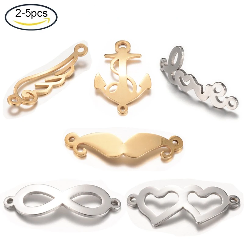 2-5PCS Stainless Steel Links connectors Anchor Golden Hole: 1~3mm Links Charms Heartbeat Connector Jewelry making DIY
2-5PCS Stainless Steel Links connectors Anchor Golden Hole: 1~3mm Links Charms Heartbeat Connector Jewelry making DIY