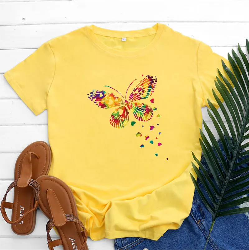 Women Summer TShirt Harajuku Butterfly Love Heart Print Graphic Cotton T-Shirt Female O Neck Short Sleeve Tees Woman Top Animal
Women Summer TShirt Harajuku Butterfly Love Heart Print Graphic Cotton T-Shirt Female O Neck Short Sleeve Tees Woman Top Animal