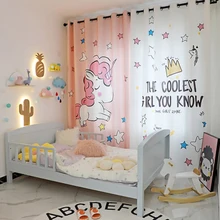 1Set Cartoon Pink Girl Princess Style Curtains Window For Living Room Bedroom Shading Thick Blinds Drapes Door Black Out Curtain