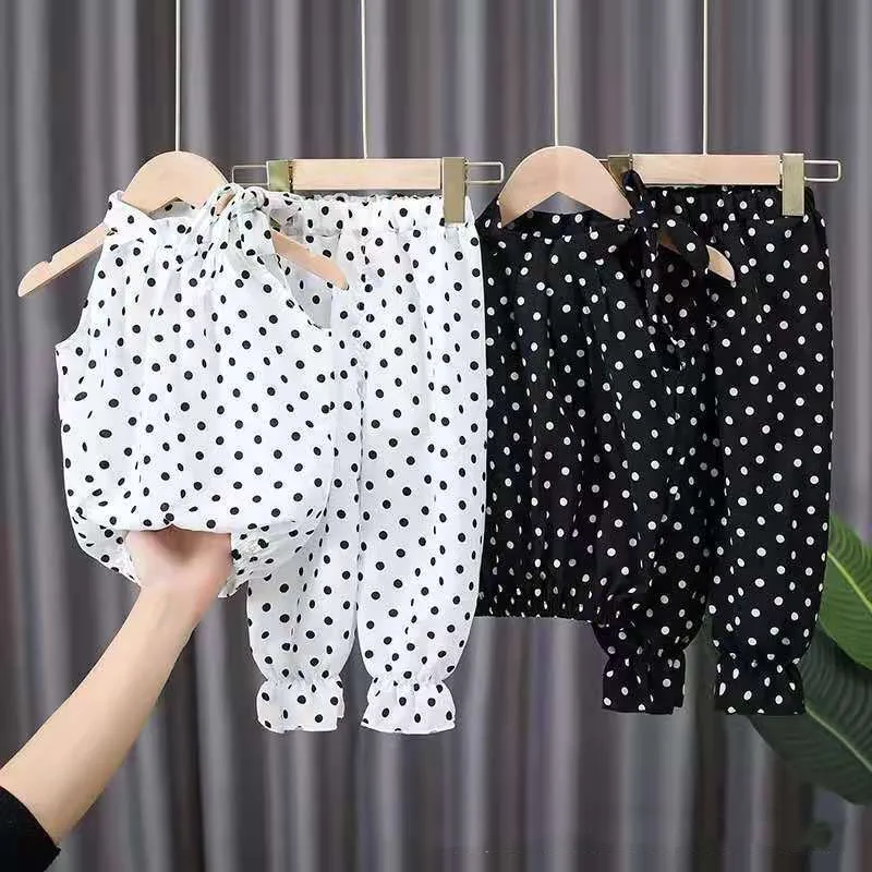 Summer Sleeveless Polka Dot Children's Girls Clothing Chiffon Shirt + Pants Children's Casual Suit 2PCS Infant and Toddler Suit
Summer Sleeveless Polka Dot Children's Girls Clothing Chiffon Shirt + Pants Children's Casual Suit 2PCS Infant and Toddler Suit