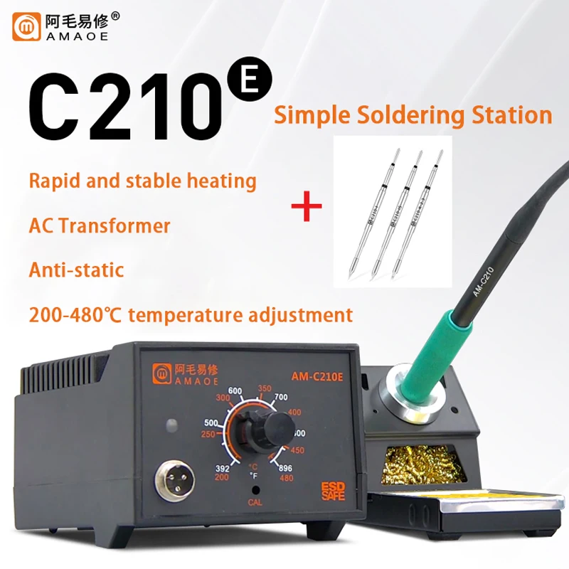 AMAOE AM-C210E Simple Soldering Station Fast Temperature Rise Alternating Current Transformer Anti Static Soldering Iron Welding
AMAOE AM-C210E Simple Soldering Station Fast Temperature Rise Alternating Current Transformer Anti Static Soldering Iron Welding