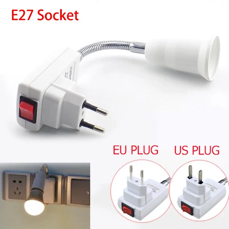 E27 led Lamp Bases AC 110V 220V wall holder Socket Adapter Plug Light On/Off Switch Flexible homecare room Converter EU/US 20CM
E27 led Lamp Bases AC 110V 220V wall holder Socket Adapter Plug Light On/Off Switch Flexible homecare room Converter EU/US 20CM
