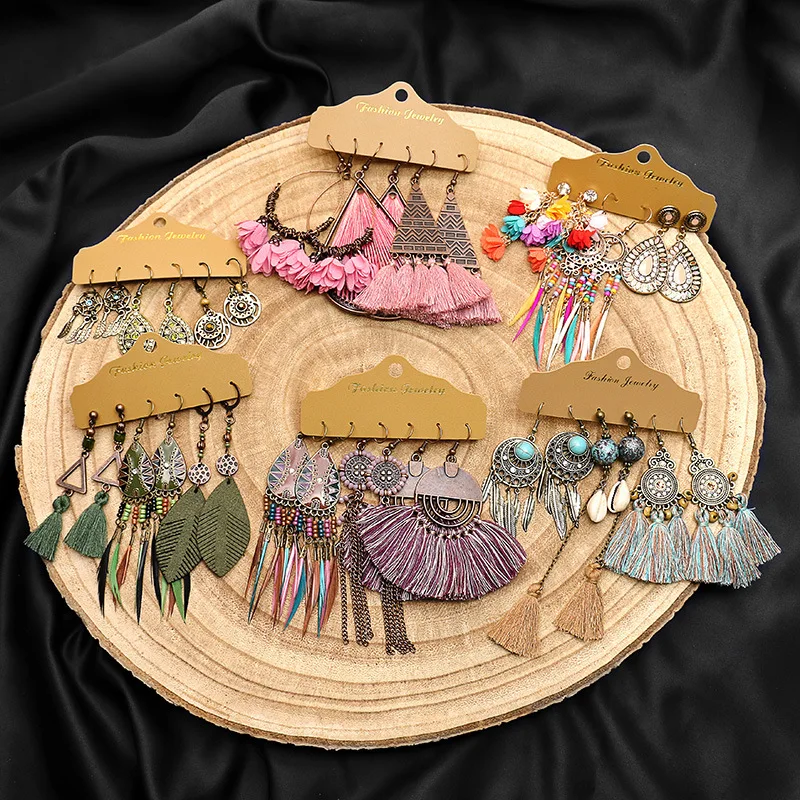 Wholesale New Earrings Multiple Pieces Set Tassel INS Accessories Bohemian Style Tassel Flowers Girl Gift
Wholesale New Earrings Multiple Pieces Set Tassel INS Accessories Bohemian Style Tassel Flowers Girl Gift
