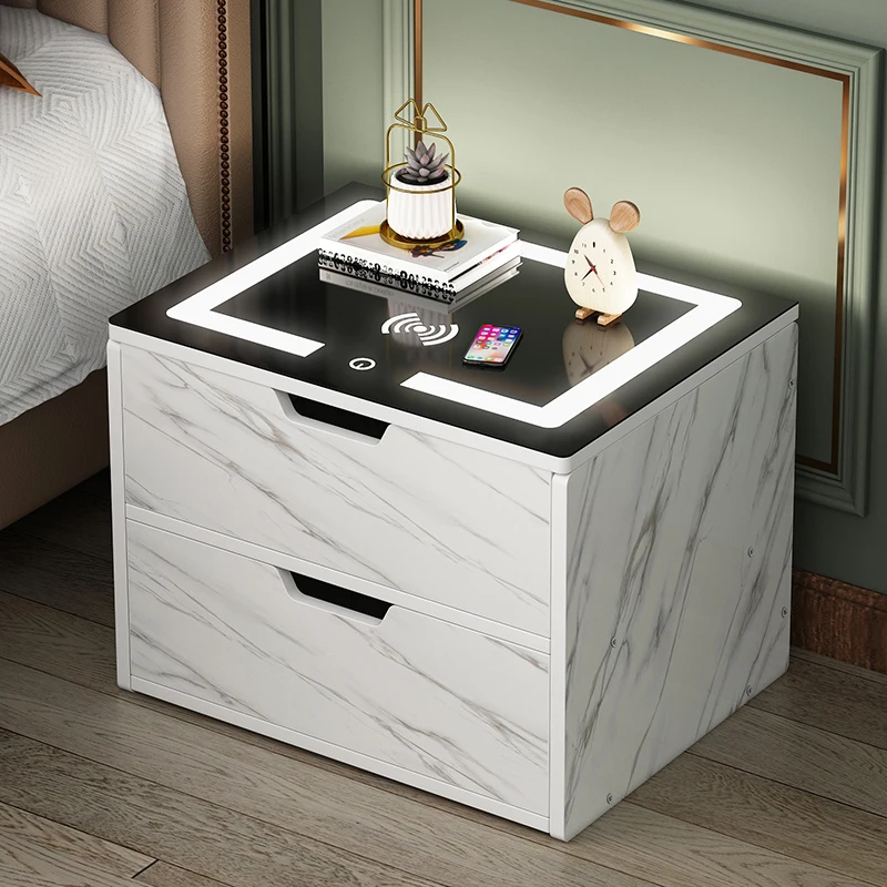 Simple Modern Bedside Table Light Luxury Smart Wireless Charging with Light Simple Locker Storage Cabinet Bedroom Nightstands
Simple Modern Bedside Table Light Luxury Smart Wireless Charging with Light Simple Locker Storage Cabinet Bedroom Nightstands