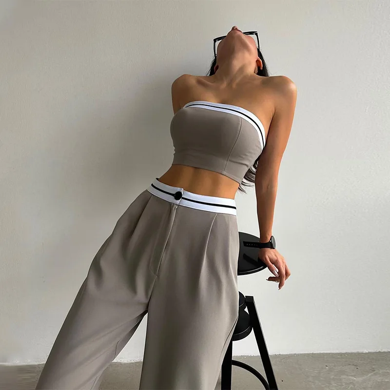 Summer 2023 Fashion New Hot Girls Outboard Sports Vest Bandeau Paneled High-waisted Wide-leg Trousers Casual Women's Sexy Suit
Summer 2023 Fashion New Hot Girls Outboard Sports Vest Bandeau Paneled High-waisted Wide-leg Trousers Casual Women's Sexy Suit