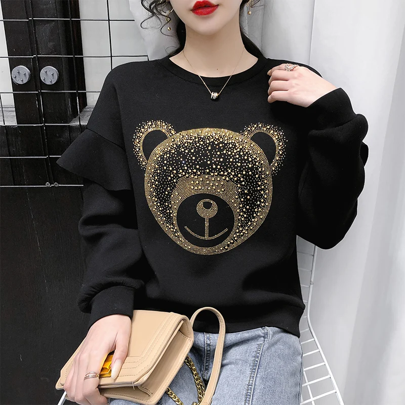 Women Clothing Autumn New Diamonds Cartoon Pullovers Vintage Solid Loose Thicken Casual Sweatshirts Chic Long Sleeve Tops Female
Women Clothing Autumn New Diamonds Cartoon Pullovers Vintage Solid Loose Thicken Casual Sweatshirts Chic Long Sleeve Tops Female