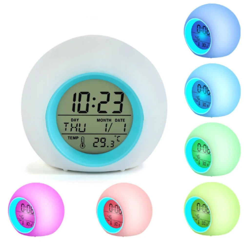 Alarm Clock Temperature LED Digital Clock 7 Colors Changing LED Display Timer Kids Desk Clock Children Gift
Alarm Clock Temperature LED Digital Clock 7 Colors Changing LED Display Timer Kids Desk Clock Children Gift