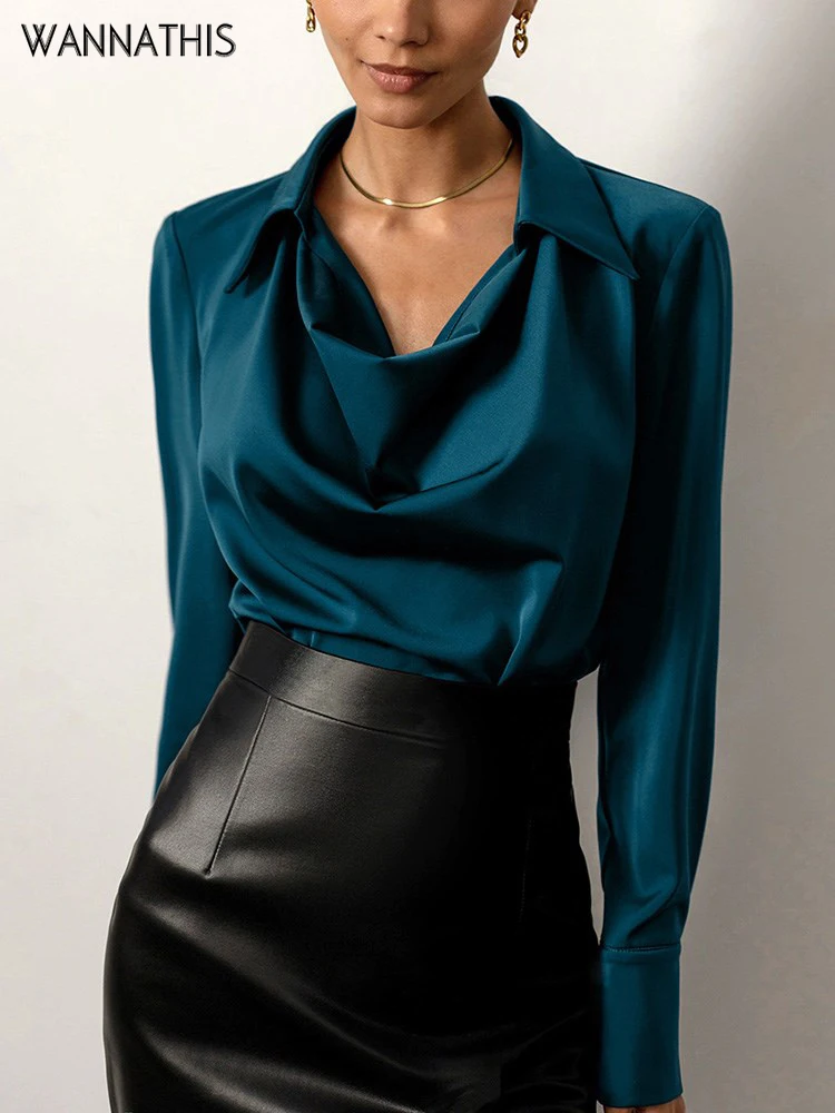 WannaThis Pile Collar Office Lady Blouse Sexy Long Sleeve Folds Women Shirt Casual Elegant Solid Slim Shirts Autumn 2022 Fashion
WannaThis Pile Collar Office Lady Blouse Sexy Long Sleeve Folds Women Shirt Casual Elegant Solid Slim Shirts Autumn 2022 Fashion