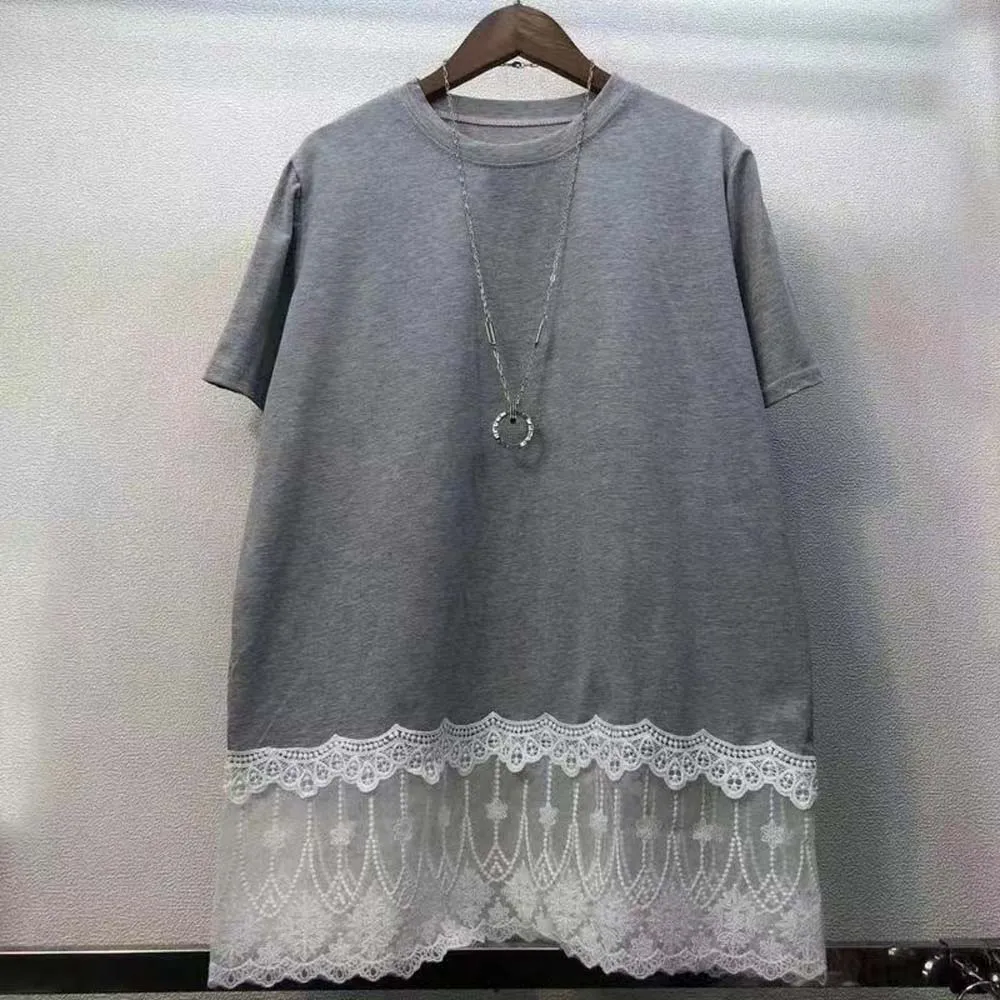 Korean Summer Women T-Shirt Short Sleeve Solid Color Lace Patchwork Round Neck Pullover Slim Fashion Casual Tops For Ladies
Korean Summer Women T-Shirt Short Sleeve Solid Color Lace Patchwork Round Neck Pullover Slim Fashion Casual Tops For Ladies