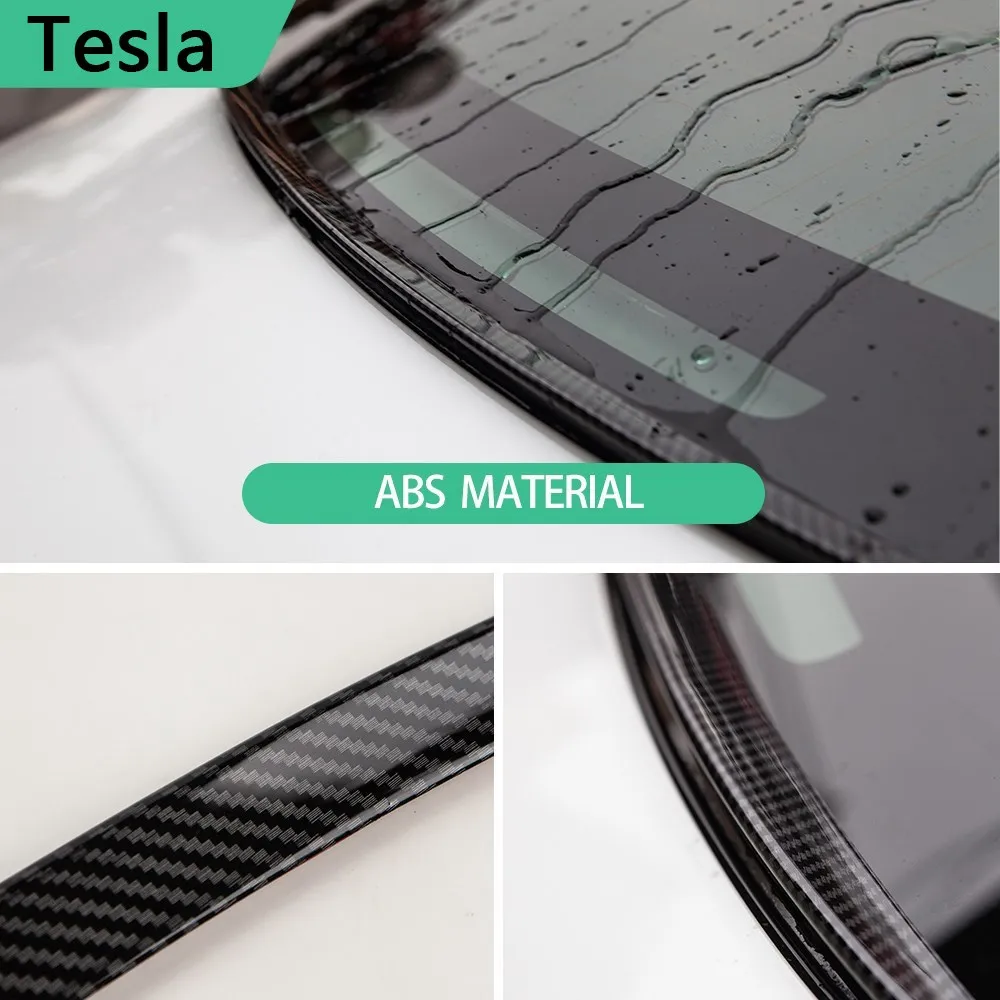 

Model3 Car Rear Window Waterproof Spoiler Hydrofoil Black ABS Trunk Cover Trim Water Retaining Wing For Tesla Model 3 2022 Parts