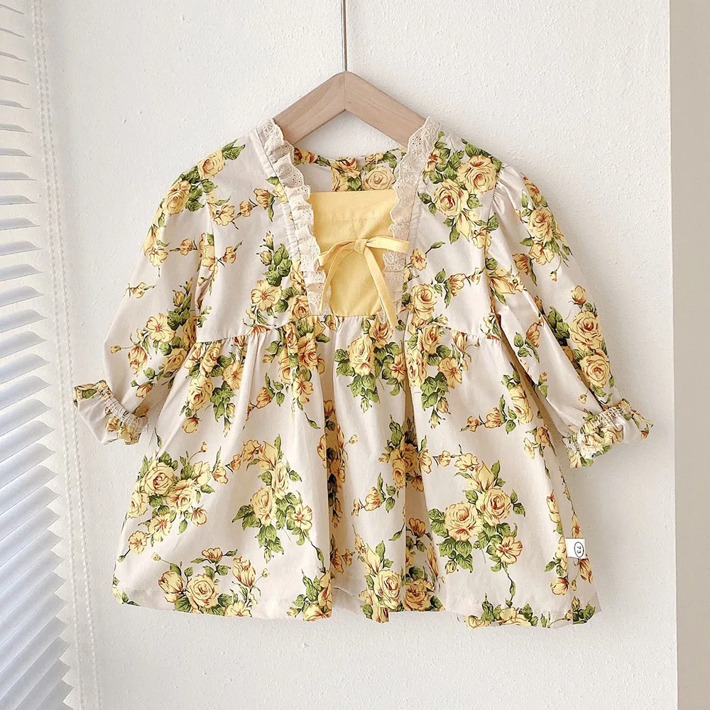 Floral Little Girls Dresses Long Sleeve Cotton Vintage Princess Birthday Kids Boutique Clothing 
Floral Little Girls Dresses Long Sleeve Cotton Vintage Princess Birthday Kids Boutique Clothing