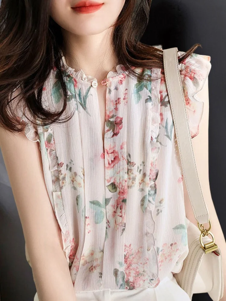 Top Sleeveless Ruffled Floral T Shirt Women's Clothing Summer 2023 New Loose T-Shirt Sweet Chiffon Tops Kawaii Tees Fashion
Top Sleeveless Ruffled Floral T Shirt Women's Clothing Summer 2023 New Loose T-Shirt Sweet Chiffon Tops Kawaii Tees Fashion