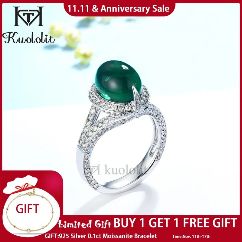 Kuololit 5CT Cabochon Emerald Moissanite Ring for Women Solid 18K 14K Gold Gemstone Ring for Engagement Wedding Party Gifts
Kuololit 5CT Cabochon Emerald Moissanite Ring for Women Solid 18K 14K Gold Gemstone Ring for Engagement Wedding Party Gifts