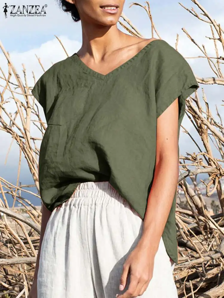 ZANZEA Solid Color Women Short Sleeve Blouses Cotton V Neck 2022 Summer Oversized Shirts Casual Female Tops Loose Blusas
ZANZEA Solid Color Women Short Sleeve Blouses Cotton V Neck 2022 Summer Oversized Shirts Casual Female Tops Loose Blusas