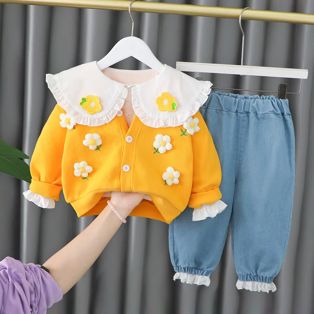 Cute Baby Girls Clothes Set Sweet Princess Outfits Spring Kids Girls Long Sleeve Cotton Lovely Sweater Jacket Top + Jeans 3Pcs
Cute Baby Girls Clothes Set Sweet Princess Outfits Spring Kids Girls Long Sleeve Cotton Lovely Sweater Jacket Top + Jeans 3Pcs