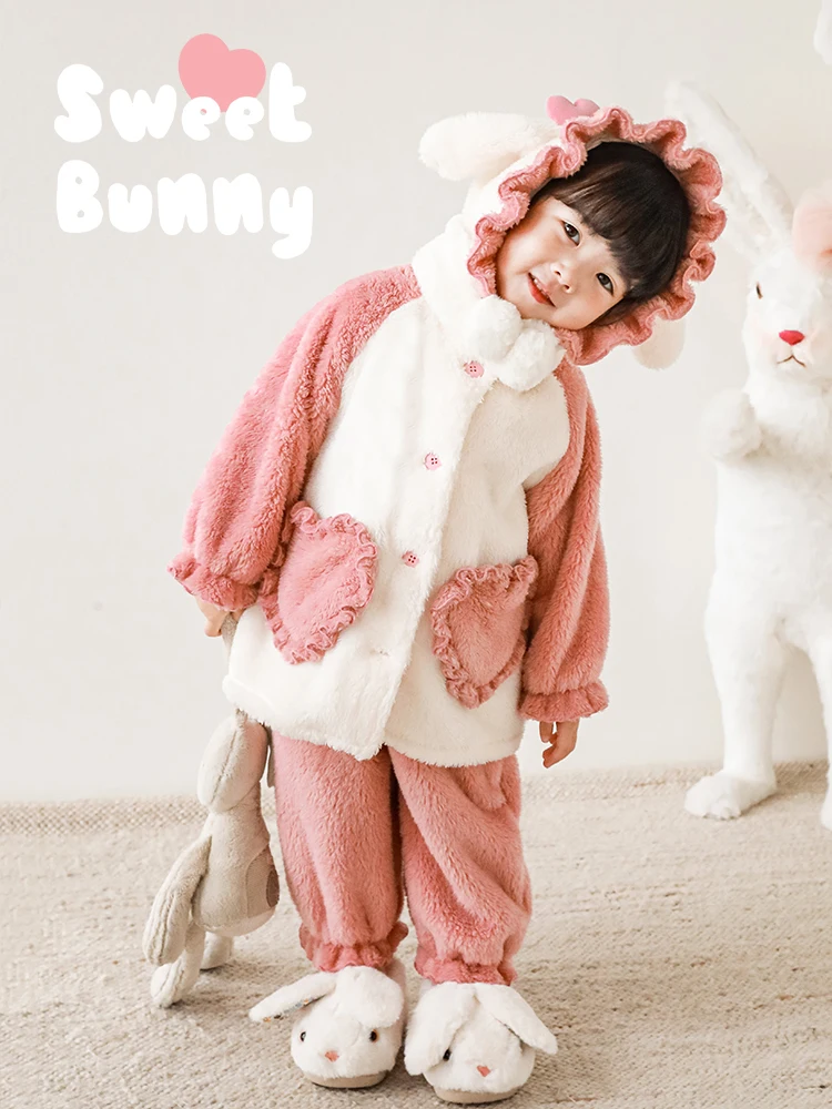 Girls' Pajamas Winter Thickened Children's Home Clothes Add Velvet Love Ruffled Baby Set
Girls' Pajamas Winter Thickened Children's Home Clothes Add Velvet Love Ruffled Baby Set