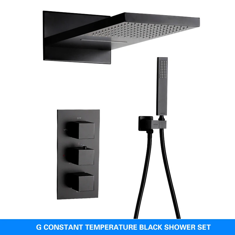 Bathroom Matte Black Bathroom Two Shower Way Shower Faucet Set Bar Shape Rainfall Shower Head & Control Valve Shower Combo K
Bathroom Matte Black Bathroom Two Shower Way Shower Faucet Set Bar Shape Rainfall Shower Head & Control Valve Shower Combo K