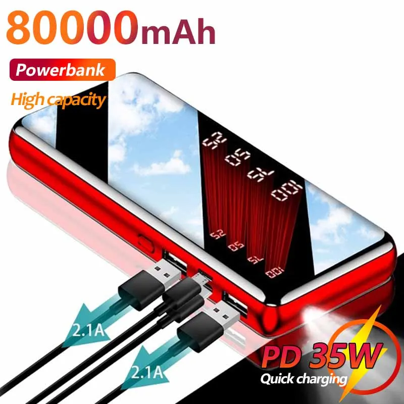 80000mAh Power Bank Digital Display External Battery Charger Fast Charging PowerBank Portable Power Bank Charger for Xiaomi
80000mAh Power Bank Digital Display External Battery Charger Fast Charging PowerBank Portable Power Bank Charger for Xiaomi