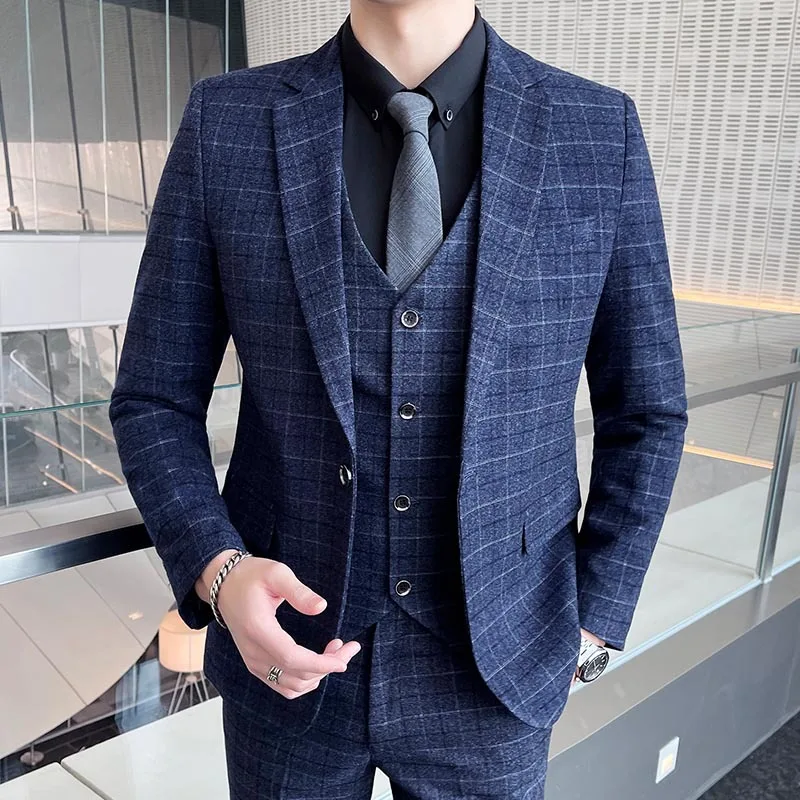 3 Pcs Suit Sets Jacket Pants Vest / 2023 Fashion Men Casual Boutique Business Slim Plaid Formal Dress Blazers Trousers Waistcoat
3 Pcs Suit Sets Jacket Pants Vest / 2023 Fashion Men Casual Boutique Business Slim Plaid Formal Dress Blazers Trousers Waistcoat