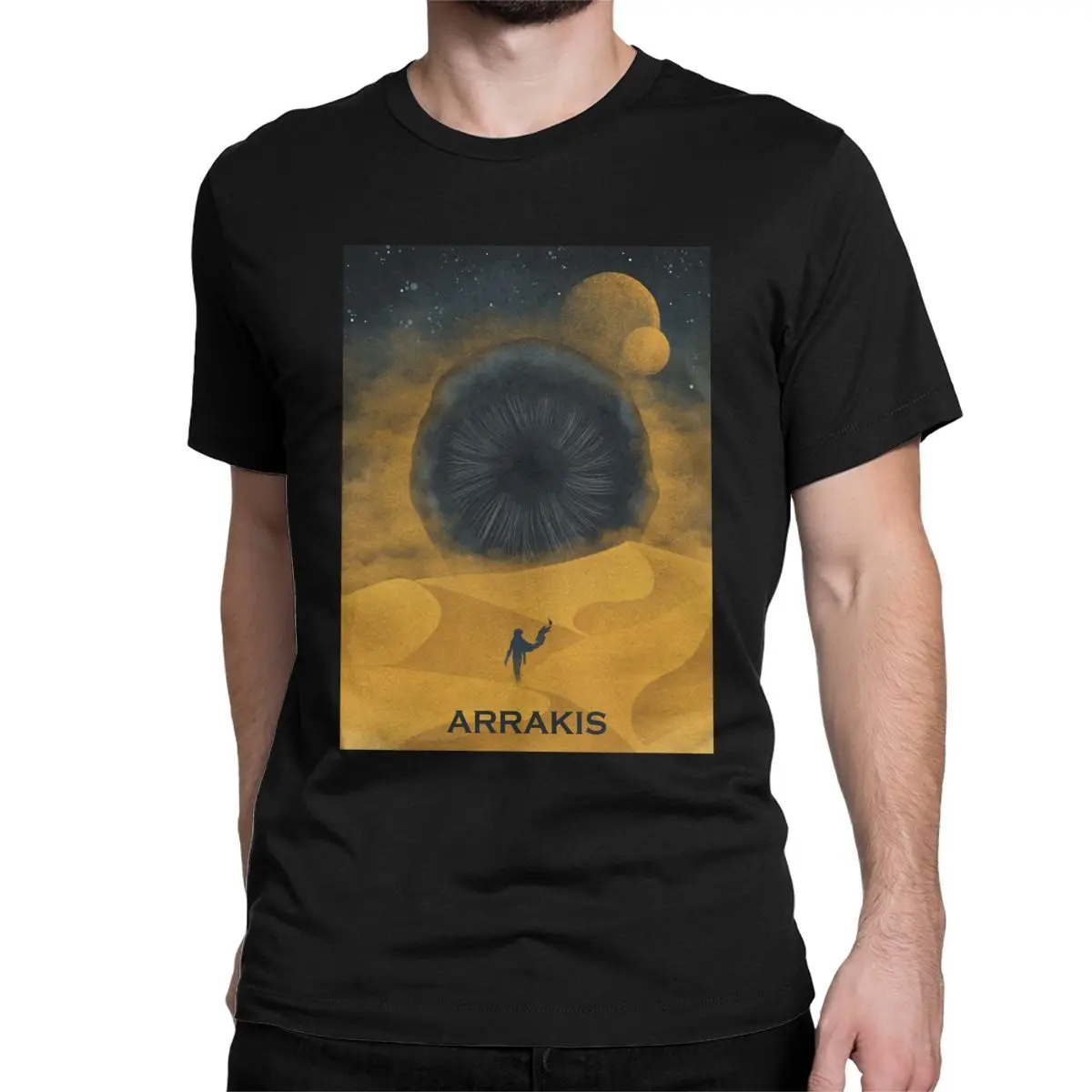 

Arrakis The Great Shai Hulud, Yellow Sand DUNE T-Shirts for Men Crew Neck Pure Cotton T Shirt Short Sleeve Tees Party Clothing