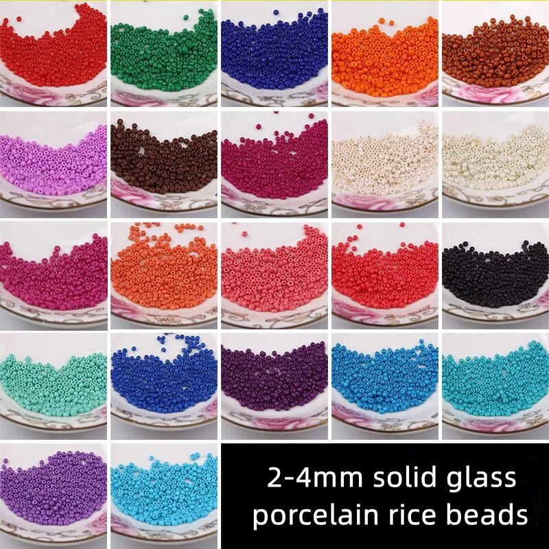 

Стеклянные фарфоровые рисовые бусины, однотонные рисовые бусины поделки из бисера, материал 2 / 3 / 4 мм, бусины для вышивки крестиком