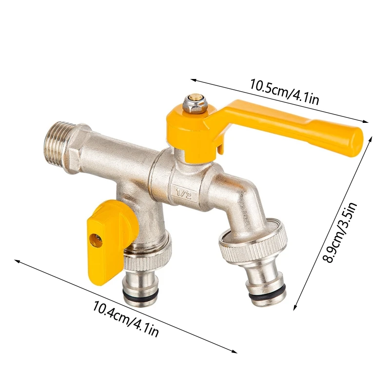 1 in 2 Out Brass Faucet with Handle Washing Machine Tap Dual Purpose Mop Pool Water Taps for Outdoor Garden Bathroom
1 in 2 Out Brass Faucet with Handle Washing Machine Tap Dual Purpose Mop Pool Water Taps for Outdoor Garden Bathroom