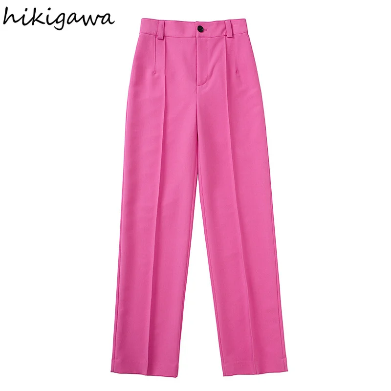 Hikigawa Women Fashion With Button Zipper Fly Straight Pants Streetwear Vintage Solid High Waist Female Chic Trousers Mujer
Hikigawa Women Fashion With Button Zipper Fly Straight Pants Streetwear Vintage Solid High Waist Female Chic Trousers Mujer