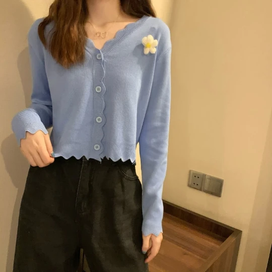 Blue Lady Wave Cardigans Women Sweaters V-Neck Long Sleeve Tops Fashionable Solid Knitwear Women's Sweater Cardigan Coat Cloth
Blue Lady Wave Cardigans Women Sweaters V-Neck Long Sleeve Tops Fashionable Solid Knitwear Women's Sweater Cardigan Coat Cloth