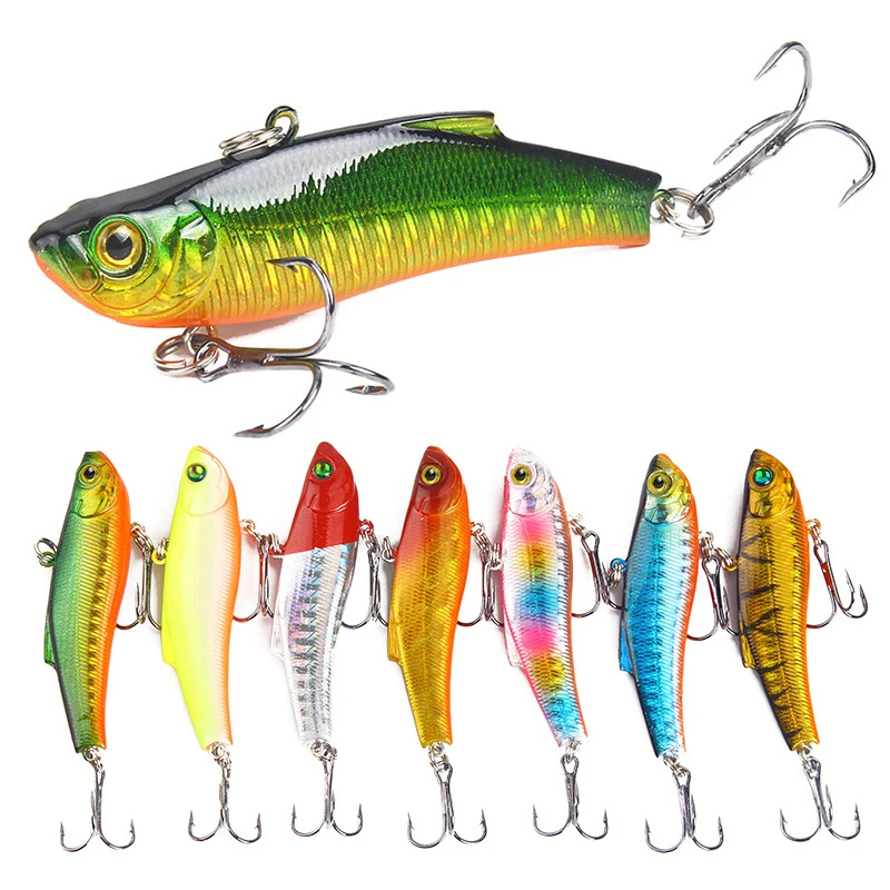 

1Pc Winter Ice Fishing Lure 7cm/18g Sinking Isca Artificial Rattlin Vibration VIB Hard Bait Crankbait Treble Hooks Tackle