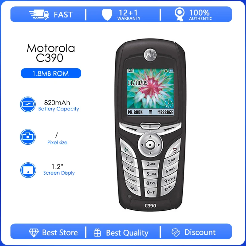 Motorola C390 Refurbsihed-Unlocked 100% Original motorola C390 Mobile Cell Phone Refurbished Free shipping
Motorola C390 Refurbsihed-Unlocked 100% Original motorola C390 Mobile Cell Phone Refurbished Free shipping