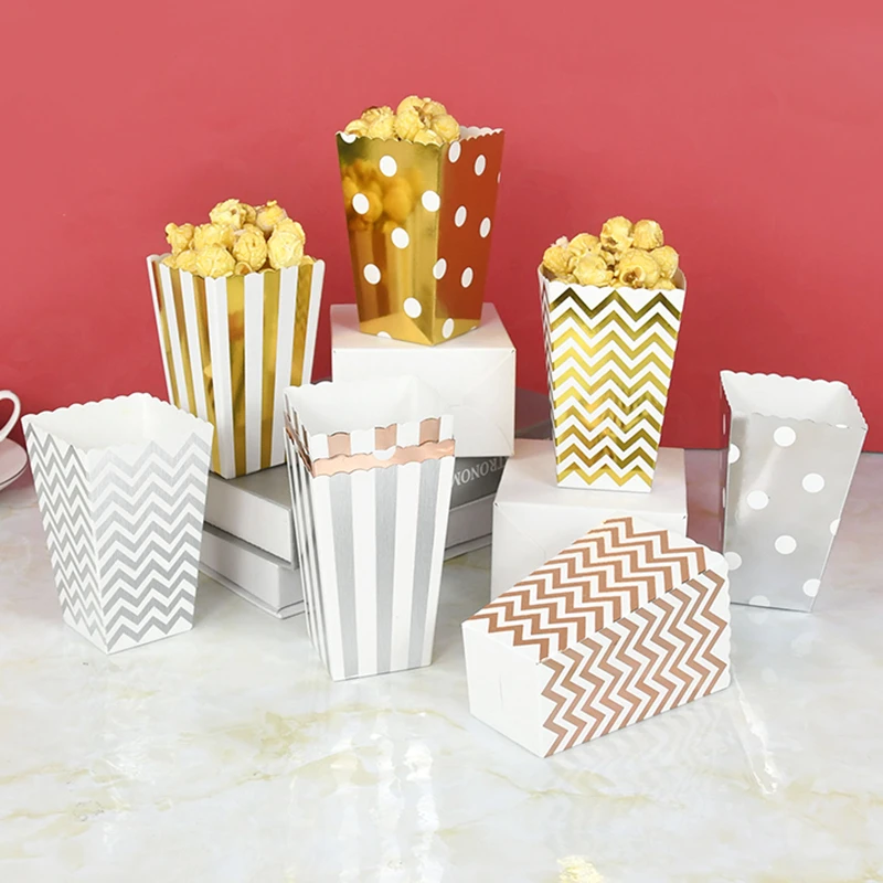 12/6Pcs Popcorn Box Rose Gold Silver Dot Wave Striped Paper Pop Corn Candy Snack Favor Box for Wedding Birthday Party Decoration
12/6Pcs Popcorn Box Rose Gold Silver Dot Wave Striped Paper Pop Corn Candy Snack Favor Box for Wedding Birthday Party Decoration