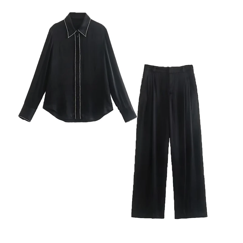 Women 2-piece Set Suit Fashion Chic Beaded Straight Shirt Suits Women 2022 New wide-leg Pants Suits Street Leisure Vacation Suit
Women 2-piece Set Suit Fashion Chic Beaded Straight Shirt Suits Women 2022 New wide-leg Pants Suits Street Leisure Vacation Suit