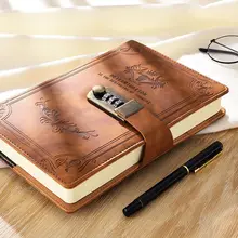 A5 Retro Password Book With Lock Diary Thickened Password Lock Student Notepad Stationery Notebook Special Offer Classic Books