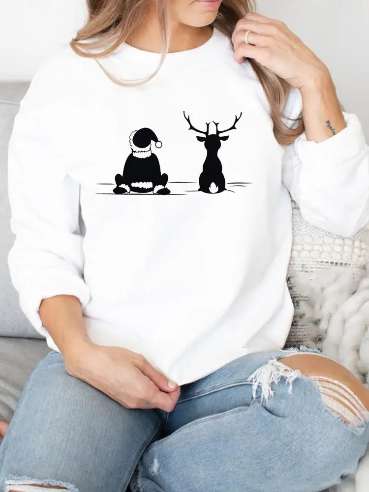 Пуловер женский с рисунком Санта Клауса, оленя, Счастливого Рождества, нового года 
Пуловер женский с рисунком Санта Клауса, оленя, Счастливого Рождества, нового года