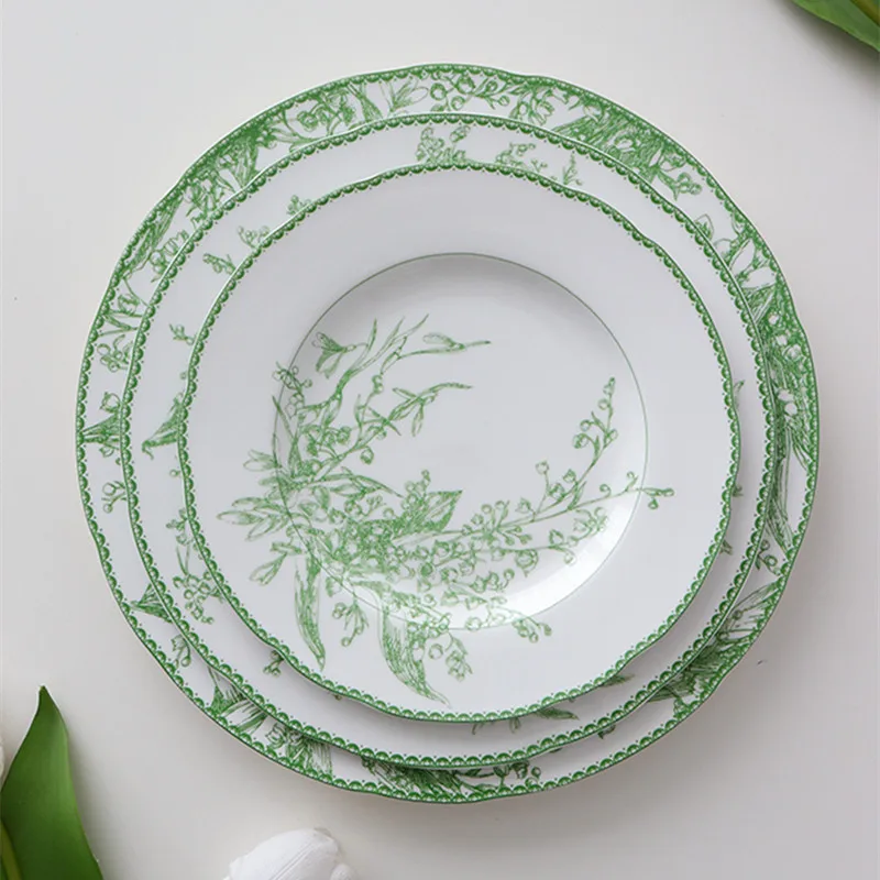 

Lily Of The Valley Plate Porcelain Plates Medieval Pastoral Tableware Dining Green For Kitchen