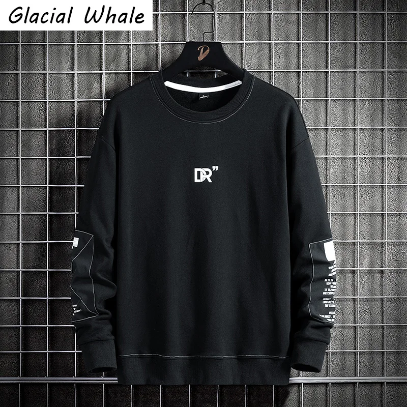 

GlacialWhale Mens Crewneck Sweatshirt Men Winter 2022 New Teachwear Sweatshirts Oversized Japanese Streetwear Hip Hop Hoodie Men