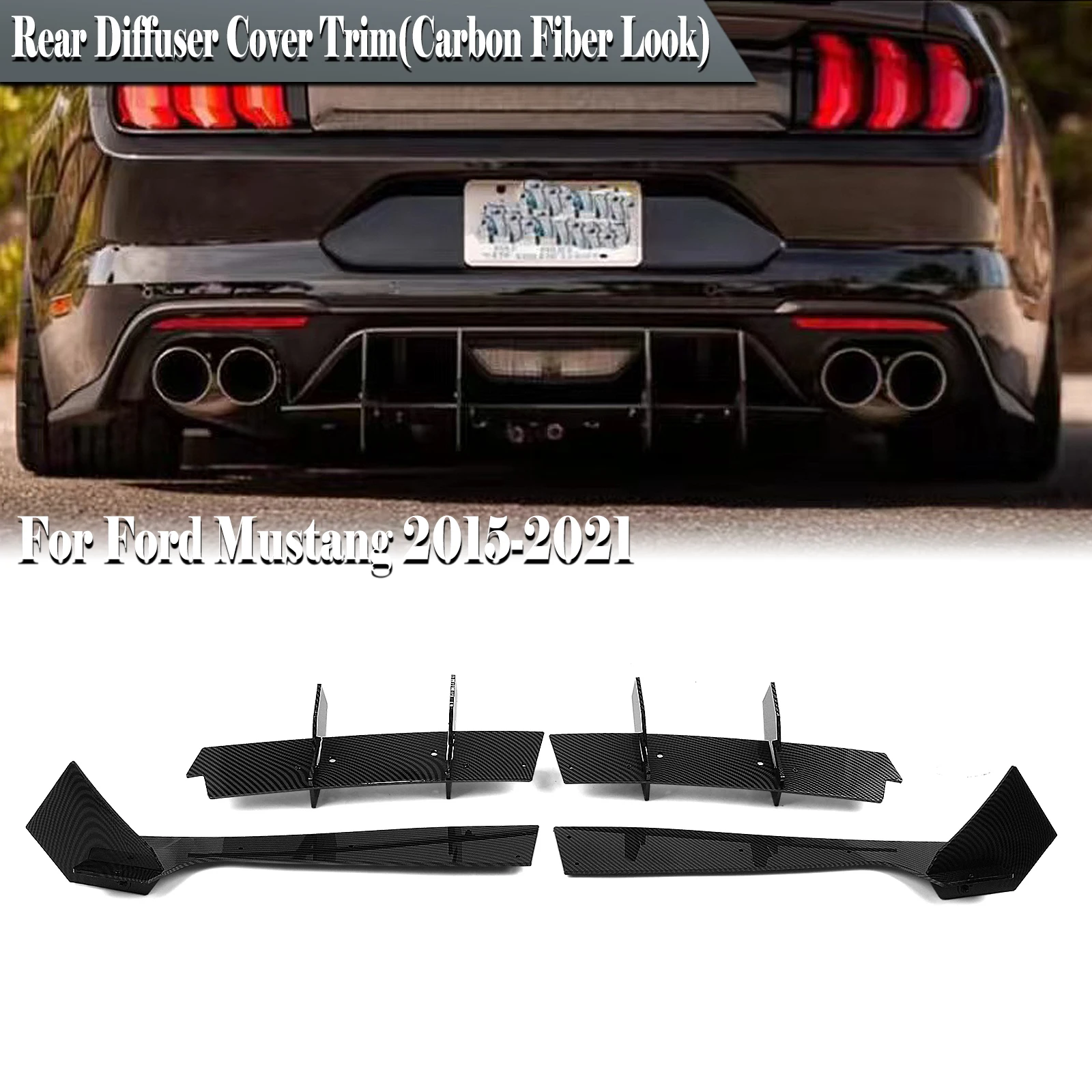 For Ford Mustang 2015 2016 2017 2018 2019 2020 2021 Carbon Fiber Look/Gloss Black Rear Bumper Splitter Spoiler Plate Bracket Kit
For Ford Mustang 2015 2016 2017 2018 2019 2020 2021 Carbon Fiber Look/Gloss Black Rear Bumper Splitter Spoiler Plate Bracket Kit