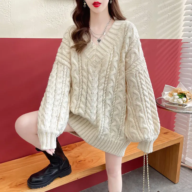 Wholesale Spring and Autumn 2023 Korean Style Idle New V-neck Cable-Knit Sweater High Sense Thick Thread Fashionable Top Female
Wholesale Spring and Autumn 2023 Korean Style Idle New V-neck Cable-Knit Sweater High Sense Thick Thread Fashionable Top Female