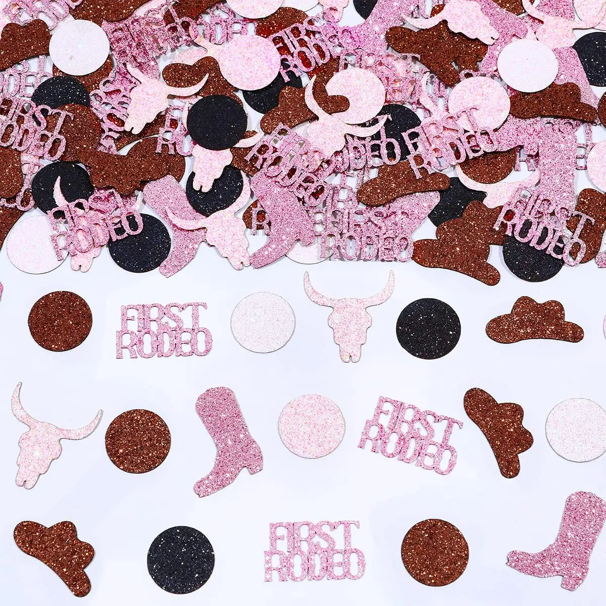 First Rodeo Confetti 200PCS for Western Cowgirl 1st Birthday Pink Brown First Rodeo Boots Cowboy Hat Cow Head Party Supplies
First Rodeo Confetti 200PCS for Western Cowgirl 1st Birthday Pink Brown First Rodeo Boots Cowboy Hat Cow Head Party Supplies