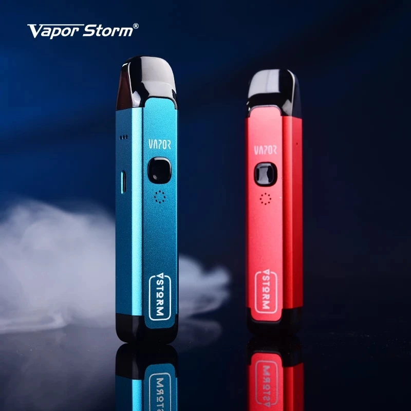 

100% Vapor Storm Flame Vape Pod System 1100mah Rebuilt Cartridge Mesh Coil 0.6/1.2ohm Airflow Control MTL DL E-vape pod Kit