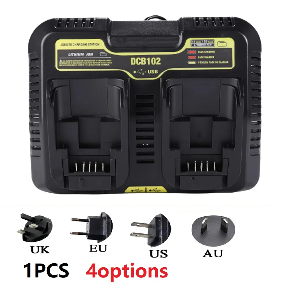 Dual 2 Port Fast Battery Charger For Dewal DCB102 Lithium Battery Dual Charge UK US AU EU Current XR Lithium Liion Batteries
Dual 2 Port Fast Battery Charger For Dewal DCB102 Lithium Battery Dual Charge UK US AU EU Current XR Lithium Liion Batteries