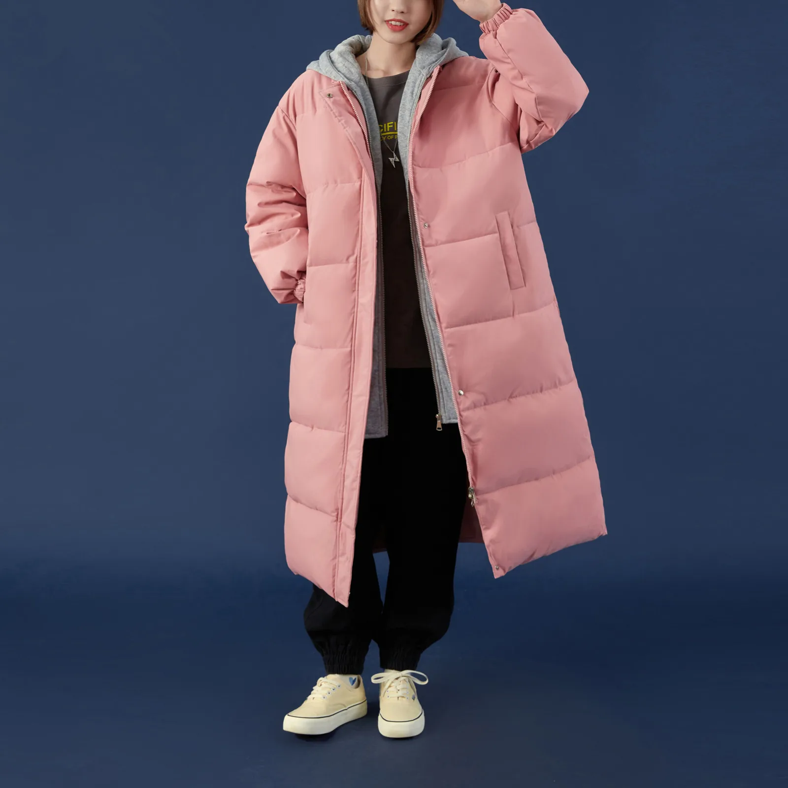 

Зимняя теплая пуховая куртка размера плюс 2023, женские длинные утепленные парки с капюшоном в Корейском стиле, женские свободные пуховики, куртки, пуховик для женщин