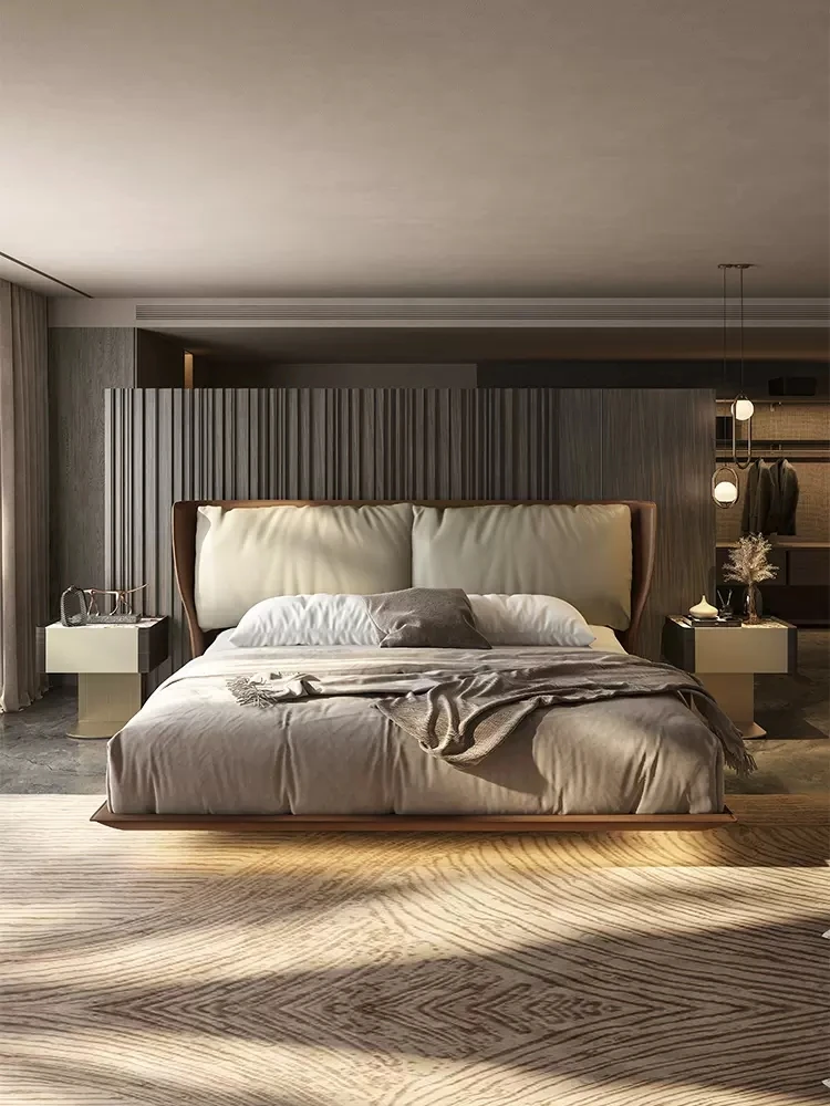 Suspension bed modern simple leather bed flush edge soft bag bed Italian minimalist light luxury suspended bed
Suspension bed modern simple leather bed flush edge soft bag bed Italian minimalist light luxury suspended bed