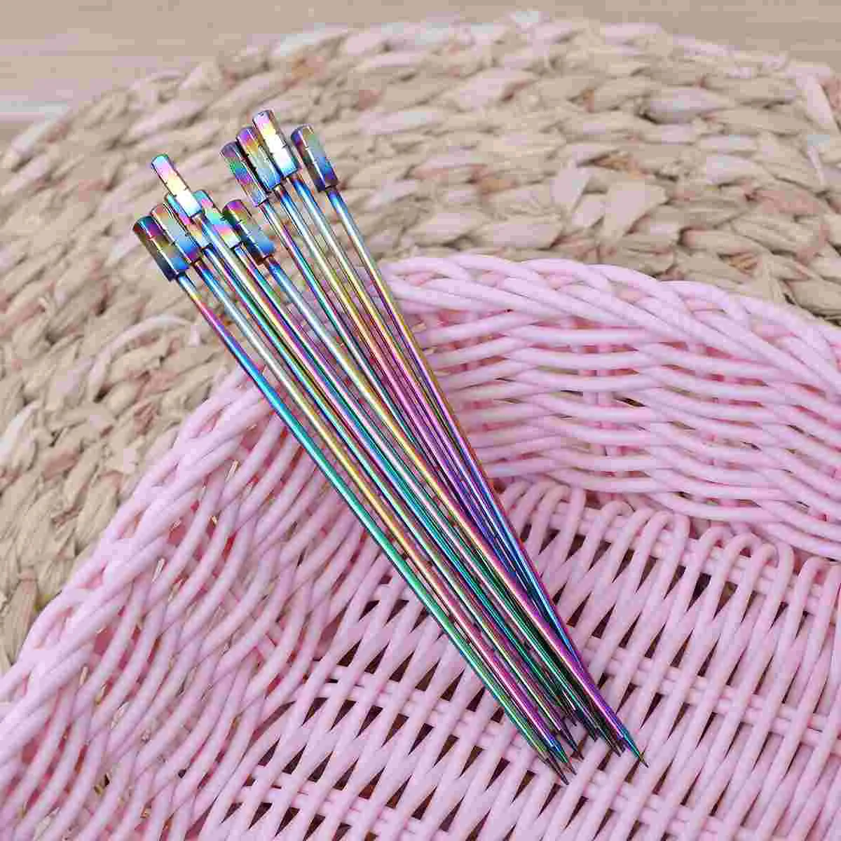 

10pcs Stainless Steel Cocktail Picks Fruit Sticks Toothpicks Appetizer Pick for Party Bar (Square Head) Cocteleria accessories