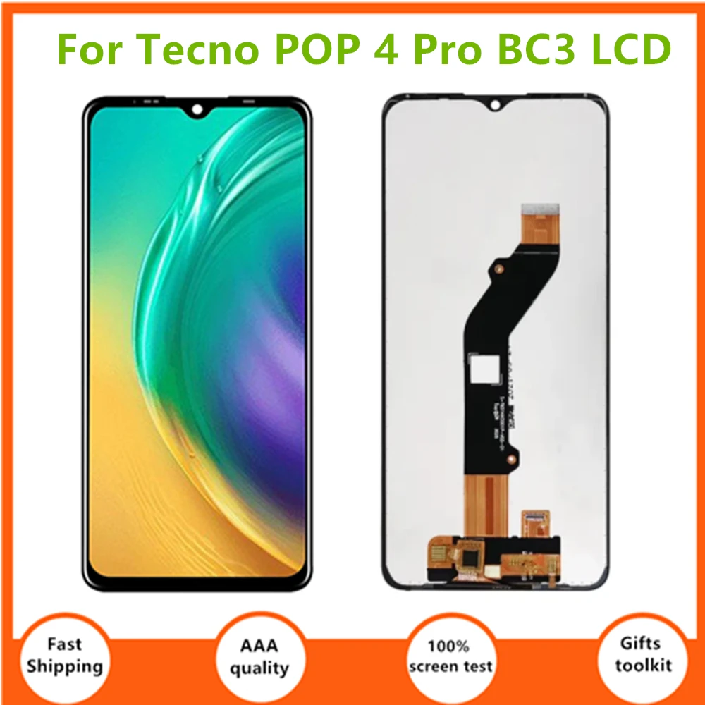 

6.52" New For Tecno POP 4 Pro BC3 LCD Display Touch Screen Digitizer Assembly For Tecno POP 4 Pro LCD Complete replace